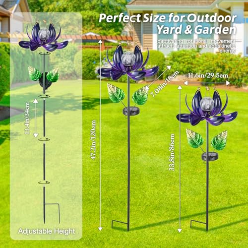 Solar Purple Metal Flower Wind Spinners (Purple 3)