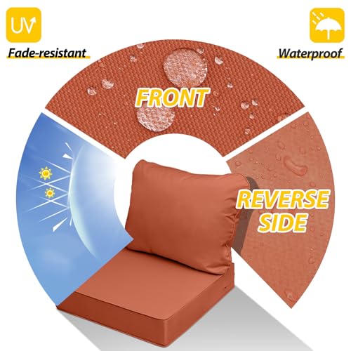 Outdoor Chair Cushions (Rust / 22"x24"x5" / 22"x19")