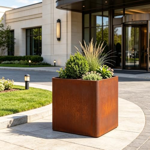 Corten Steel Planters 20 Inch (Corten / 20"L x 20"W x 20"H)
