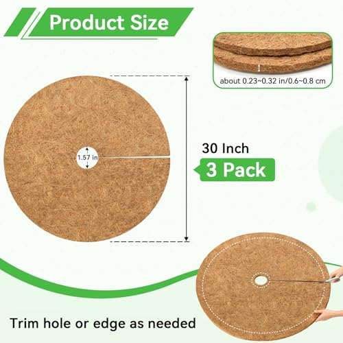 30 Inch Coconut Fiber Tree Ring Mulch Mat (3 Count)