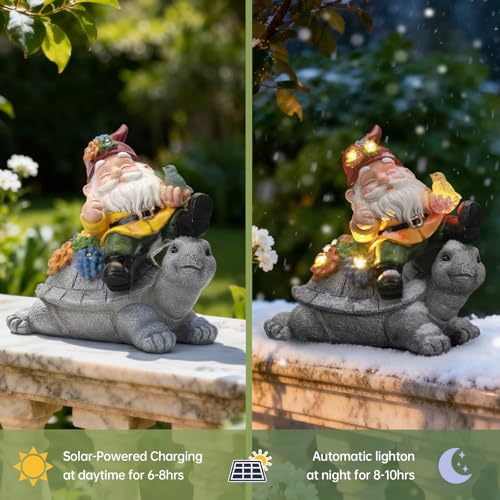 Solar Garden Statue Outdoor Decor (Gnometurtle)