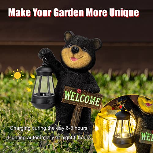 Garden Bear Statue with Solar LED Lantern (Bear)