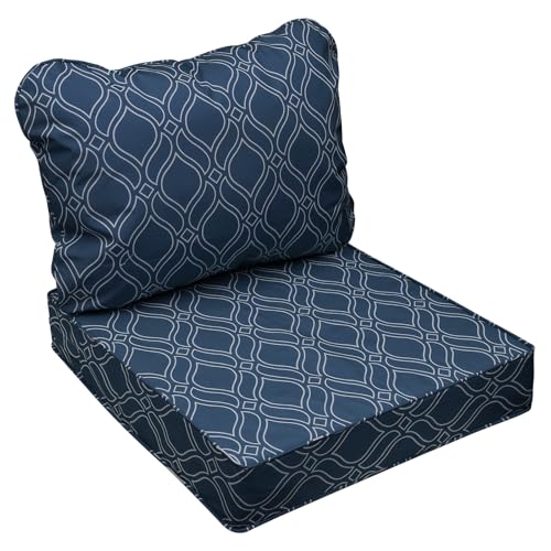 Outdoor Chair Cushions (Slate Blue Vine Trellis / 25.5"x25.5"x5" / 25.5"x19")