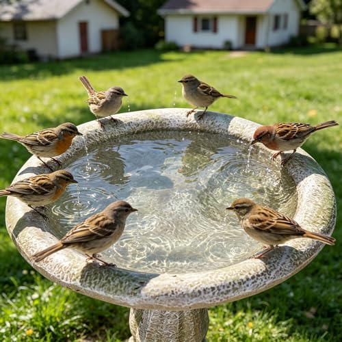 23.8" Tall Pedestal Bird Bath for Outdoor (Antique Gray)