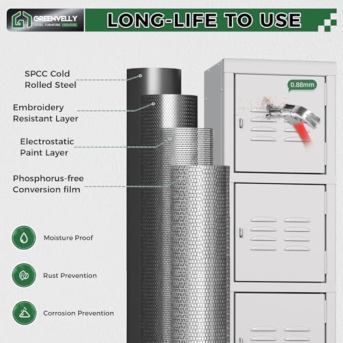 Metal 5 Tier Lockers for Employees Steel Lockers for Gym (Grey / 5 doors)