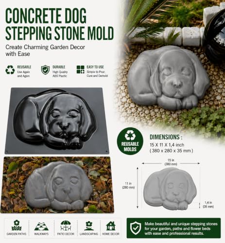 Concrete molds DIY Dog Stepping Stone Mold Mould Plaster Concrete Garden Path 15"x11"x1 (S04)