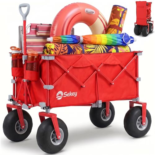 Heavy Duty Beach Wagon with 9" Big Sand (Red)
