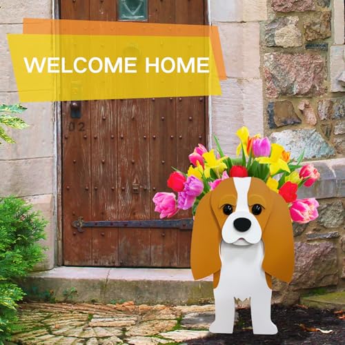 Brown King Cavalier Dog Planter Pots