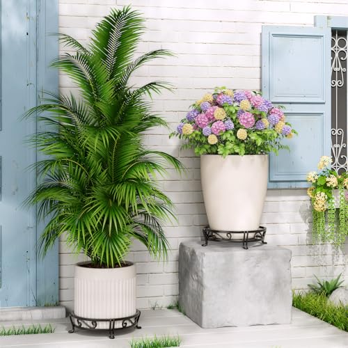 Plant Pot Stand Flower Holder for Outdoor Indoor Corner (Metal Black / 1 Tier)