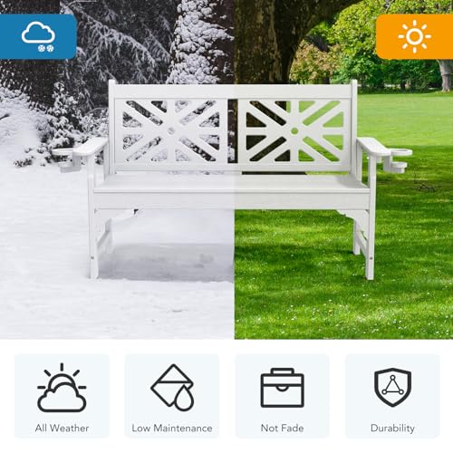 Oversized Outdoor Bench Set of 2 (White / 2pcs)
