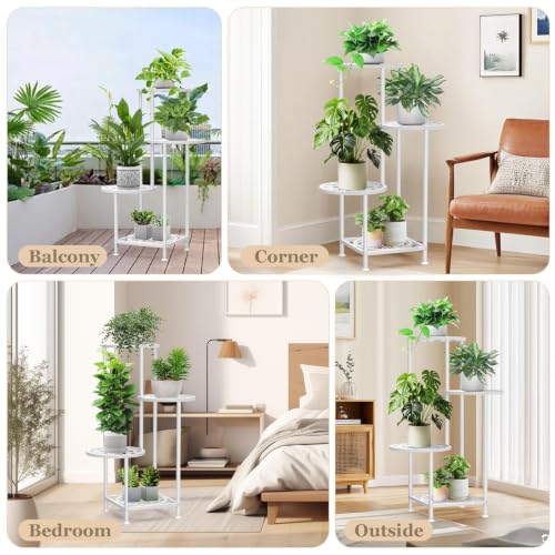 4 Tier Plant Stand Indoor Outdoor (Flower White / 4 Tier)