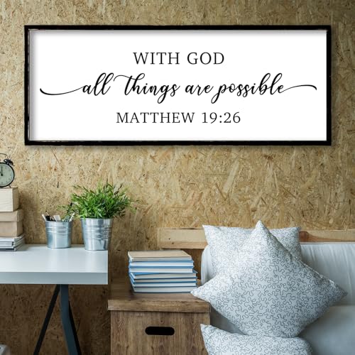 With God All Things are Possible Wall Decor 40"X15" Black (40"L x 15"W / With God All Things are Possible (Black))