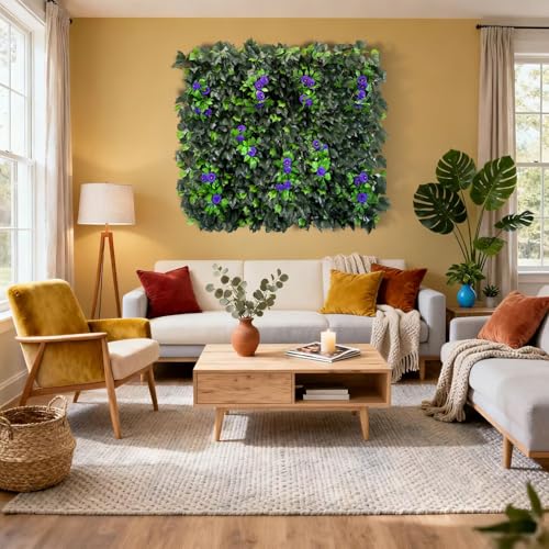Artificial Expandable Ivy Privacy Fence Screen (BRANCH-PURPLE FLOWER)