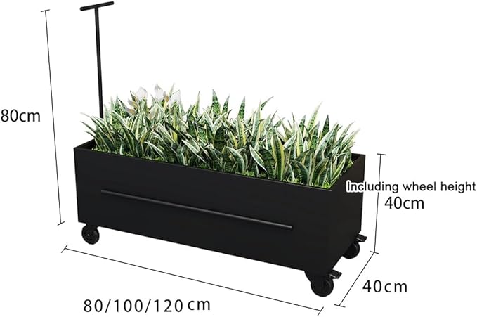Etlegor Raised Garden Bed Outdoor with Wheels, Metal Planter Box Used Outside Coffee and Milk Tea Shops Enhance The Store Image(Black,100x40x40cm)