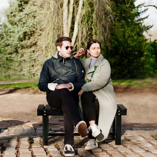 35.5" Outdoor Garden Bench (Black / 35.5 IN)