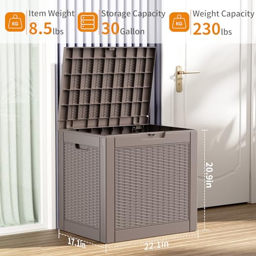 30 Gal Waterproof Outdoor Storage Box UV Resistant Deck Box (Grey / 30 Gallon)