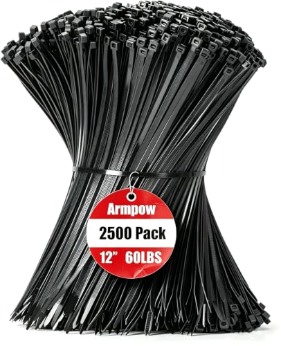 12 Inch Black Zip Tie 2500 PCS (12 inch-2500Pcs / Black)