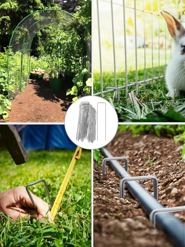 100 Pack Landscape Staples 12 inch Galvanized Steel Yard Stakes (100 Count)
