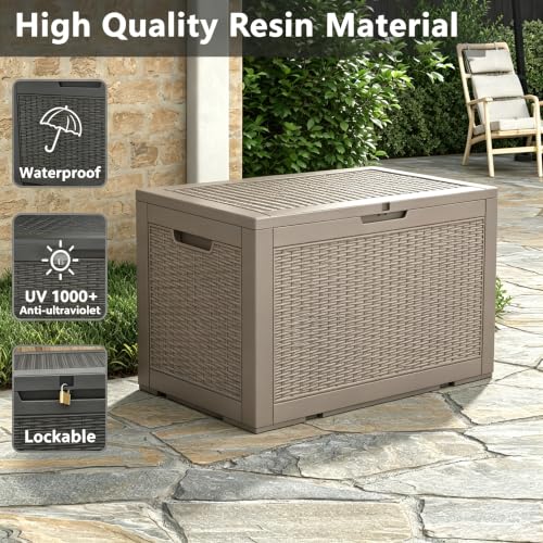110 Gal Outdoor Storage Box Waterproof Lockable (110 Gallon / Medium Gray)