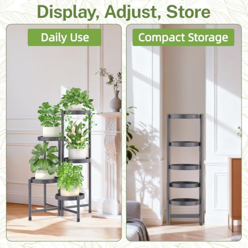 Plant Stand Indoor Outdoor (Dark Gray / 5 Tiers)