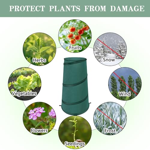 8" x 13" x 22" Pop Up Frost Protection Plant Cone (Green-1pc)