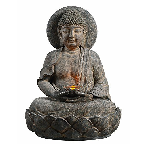Buddha Zen Statue Water Fountain (Gray)
