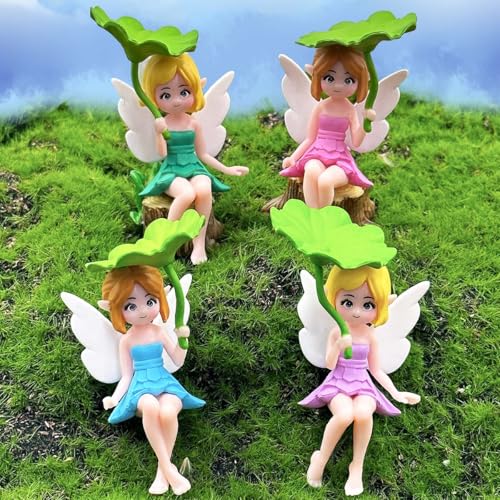 4Pcs Miniature Fairy Figurines (Lotus Leaf)