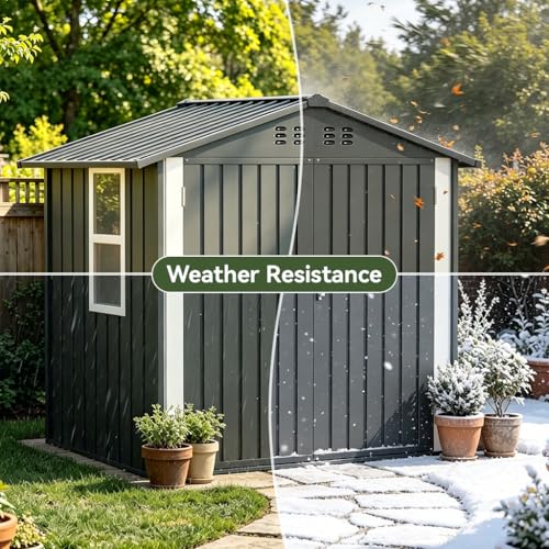 Outdoor Storage Shed with Window (Light Grey / 6'*4')
