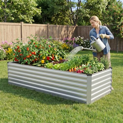 Galvanized Metal Raised Garden Bed 8×3×2FT (Silver / 8×3×2ft)