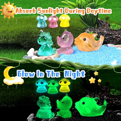 160PCS Luminous Mini Resin Animals 96 Styles Variety Mini Resin Figures (Multicolored 160pcs Luminous Animals)