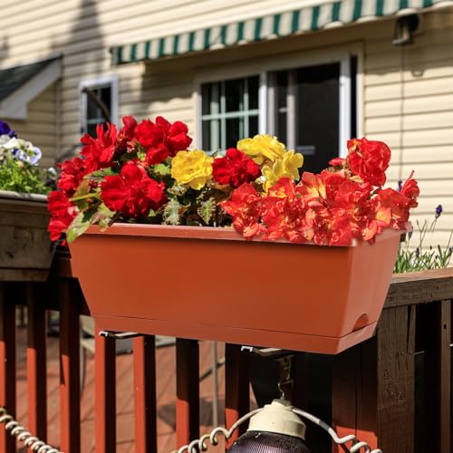 12Pcs 17Inches Rectangle Planter Box with Drainage Holes and Trays (12 Count)