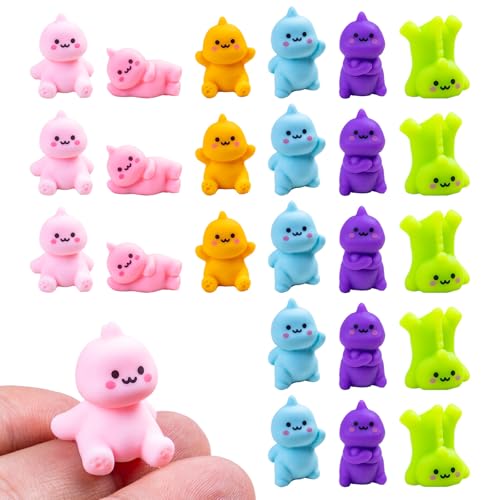 30 Pcs Mini Resin Dinosaur 6 Variety Tiny Animals Colorful Figures Miniature Little Small Figurines Bulk for Micro Fairy Garden Landscape Accessories Hide Crafts Decor (Dinosaur-30p)