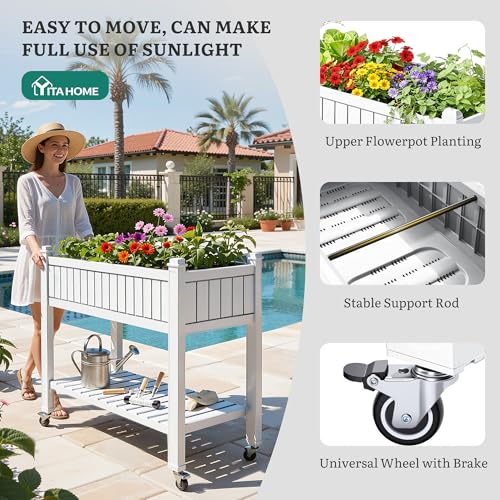 Raised Garden Bed 42.5x17.3x35.4 in (43x18x35in / White)