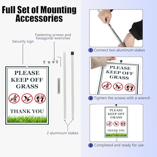 Keep Off Grass Sign for Yard Rustproof Reflective Aluminum Stay Off Grass Keep Dogs Off Lawn Signs With Stakes Stand No Littering Sign Outdoor Decor 8x12 In (D8 / 8x12)