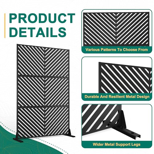 72" H47" W Metal Outdoor Privacy Screen (Black Parallel / 72" H×47" W)