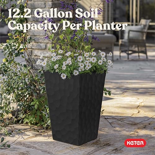 Stone Tapered Planter Set of 2 (Stone-Look / Graphite)