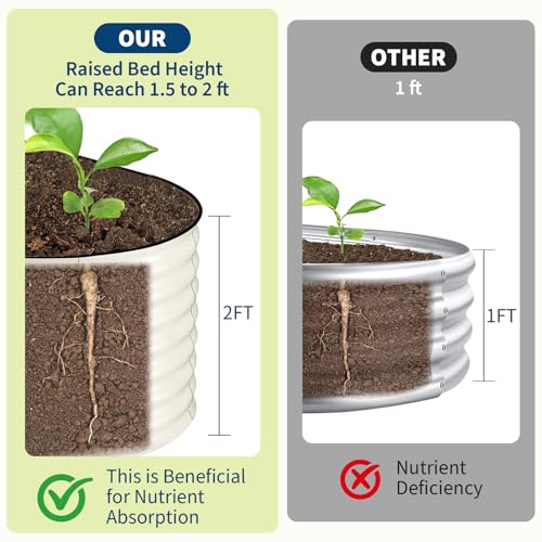 2 Pack 6X3X2ft Galvanized Raised Garden Bed (Beige-oval / 6x3x2ft 2pcs)