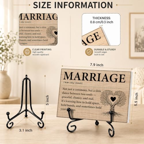 Marriage Gifts Wooden Plaque for Home Office Book Shelf Table Decor (Multicolor 1752 / Wooden sign with iron frame（5.5 x 7.9 inches）)