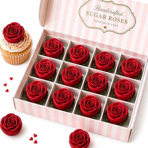 Edible Red Rose Toppers (Red)
