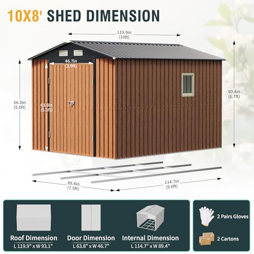 8x10 Ft Outdoor Storage Shed with Floor (8x10 FT/Base)