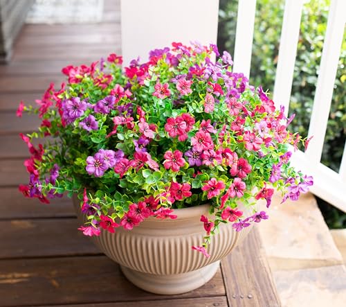 Artificial Flowers for Outdoor Indoor Garden Home Decoration (Purple Pink)