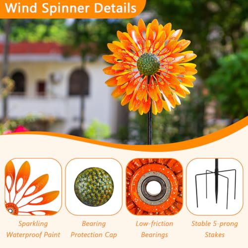 Sunflower Wind Spinner with 4 Blades (13 Inch(Yellow))