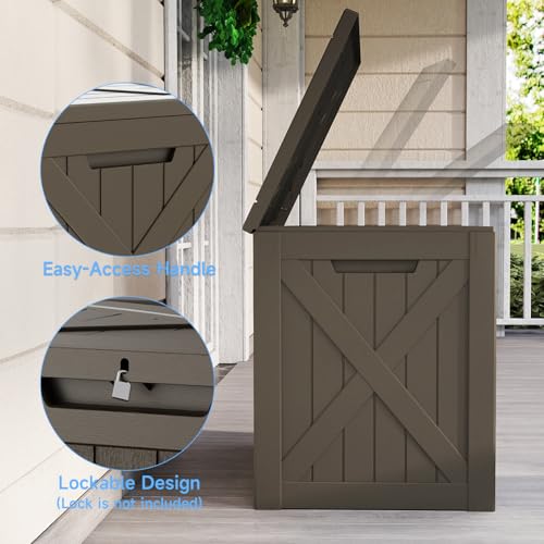 40 Gal Waterproof Outdoor Storage Box Weatherproof Deck Box (Grey / 40 Gallon)
