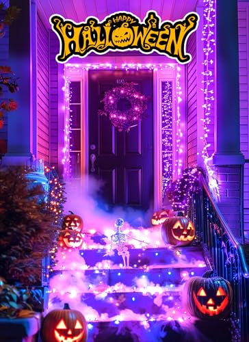240 LED Solar Halloween Lights Outdoor Waterproof IP65 (Purple / 19.6Ft)