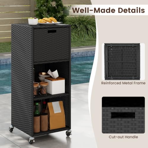 Rattan Outdoor Storage Cabinet (Black)