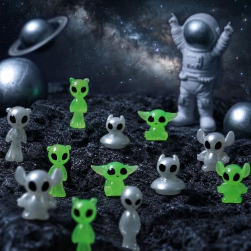 20Pcs Mini Resin Glow in the Dark Alien Figures for Garden Landscape (Alien)
