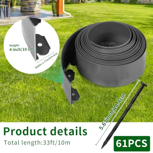 Landscape Edging 4in Garden Edging Borders No Dig 33ft (Gray / 4in x 33ft)