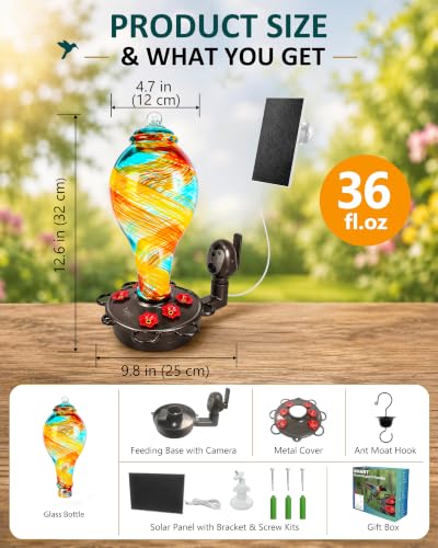 Smart Hummingbird Feeder with Camera for Outdoor Hanging (Ribbon / X-Large)