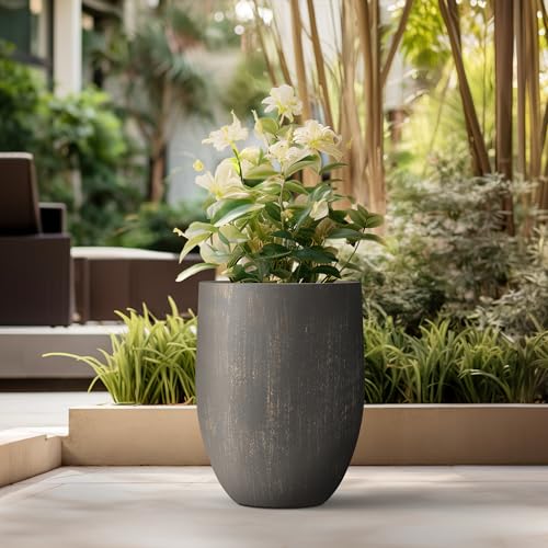 Large Round Bullet Vintage BRN Concrete Planter 21.7" Tall (Antique Bronze / 21.7" h)