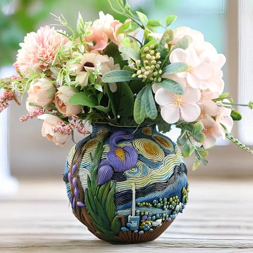 Abstract Face Head Planter Picasso Colorful Art Resin Flower Pot